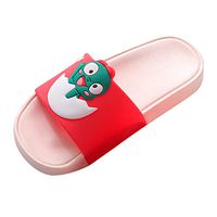 Emimarol Parent-Child Slippers Couples Cute Cartoon Dinosaur Shoes House Non-Slip Pool Slippers Soft Lightweight Bedroom Shoes Pink