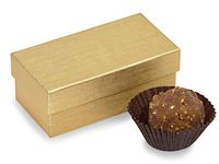Rigid Truffle Candy Boxes - Double Truffle Boxes Gold Embossed 3-1/4x1-5/8x1-1/4" - 2 Pc Box - (2 Packs; 24 Per Pack) - WRAPS-TBR2EG