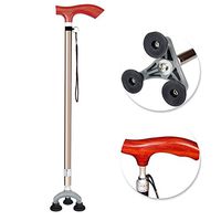 Canes Solid Wood Telescopic Assisted Elderly For Men And Women Fashionable Walking Crutch Stick With Three Prongs Tips Self Standing Heavy Duty Adjustable Light T Wooden Handle Aluminum Gold