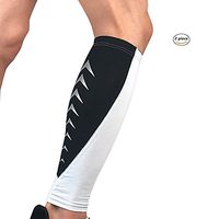 Compression Calf Sleeve Shin Support Brace Leg Compression Socks for Men Women Shin Splint,Sports,Running,Cycling,Nurses,1 Pair (White+Black, XL)