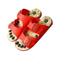 ADAHX 1 Pair Acupoint Massage Slippers Acupressure Jade Stone Massage Slipper Foot Massager Shoes Reflexology Sandals for Men Women,Red,37/38
