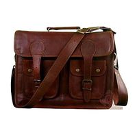 Prastara Laptop Messenger Bag 20" Real Vintage Leather Office Handmade Satchel Brown Leather Shoulder Laptop Bag Briefcase Crossbody College Bag