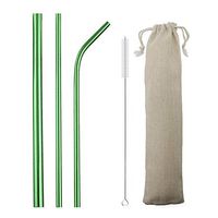 JANKNG 3 Pieces 304 Stainless Steel Metal Straws Set, 8.5 Inch Extra Wide Milkshake Bubble Reusable Drinking Straws for 20oz Tumblers Yeti Rumblers Cold Beverage, Green