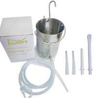 Jullycare Stainless Steel Enema Bucket Kit - Non Toxic. 2 Quart Capacity. Reusable for Water and Coffee Colon Cleansing Detox Enemas. Includes Nozzle Tips, Storage Bag and Full Instructions
