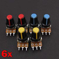 6X 10K OHM Linear Taper Rotary Potentiometers B10K Pot with Black Knobs