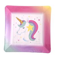 Ultimate Unicorn Party Supplies Set & Tableware Kit | Birthday Decorations, Games, Disposable Paper Plates, Cups, Napkins, Stickers, Treat Bags, and More! (9" Plates; 16-Count)
