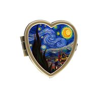 Custom Fashion Round Pill Box Medicine Tablet Holder Wallet Organizer Case for Pocket or Purse (Vincent Van Gogh)