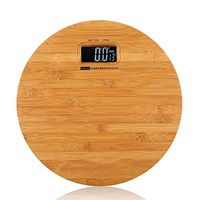 NILINLEI Round Digital Body Weight Bathroom Scale (Easy Read LED Display，Non-Slip Bamboo Board, Step-On Technology, Electronic Precision)