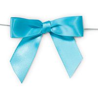 Pre-Tied Satin Bows, 7/8-Inch, 12-Piece (Turquoise)