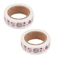 uxcell Washi Paper Cake Pattern Home Wedding Stationery Gift Ornament Sticky Tape 2pcs