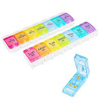 Flexzion Pill Splitter Cutter and AM PM Weekly Tablet Case Organizer - 2-in-1 Set, Medicine Vitamin Grinder Chopper Cutting Tool w/Mini Storage Travel Container Box for Kids Adults Morning Night