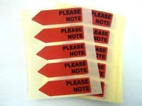 Minilabel 125 X Red Alert Arrow Labels , Please Note , Removable Low Tack Stickers For Documents, Letters Or Contracts