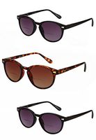 3 Pair of"The Brilliance" Bifocal Sunglasses - Round, Full Frame Reading Sunglasses (Black/Tortoise, 2.5)