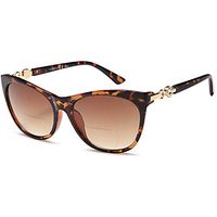 VVDQELLA Women's Bifocal Sunglasses Reading Glasses, Chic Large Frame Cat Eye Diamond UV Protection Ladies Fashion Readers（Brown, 2.50)