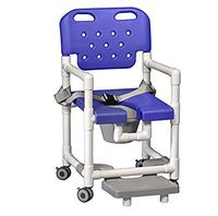 IPU ELT820 P FRSB (for Tall Toilets) Elite Shower Chair Commode Elite Shower Chair Commode with Slideout Footrest and Safety Belt for use Over existing Toilet, Bedside, and in The Shower (Blue)