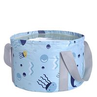 Folding basin- Travel Portable Washbasin Large Foot Tub Travel Folding Bucket (Color : Light blue)