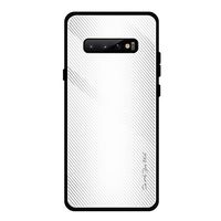 Cover Compatible with Samsung Galaxy S10 Plus Case 9H Transparent Tempered Glass Series Lightweight Gradient Color+Soft Silicone Frame Ultrathin Anti-Scratch Shockproof Bumper Case (White)