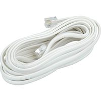 Package of 2, 15' Durable PVC Jacket 4-Conductor White Flat Telephone Base Cord
