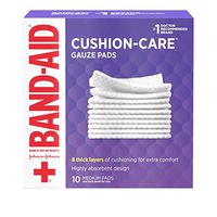 Band-Aid Brand Medium Gauze Pads, 3 Inches By 3 Inches, 10 Count (Pack of 6)