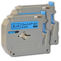 2-Pack Compatible P-Touch M Tape M531 MK531 M-K531 M-531 Label Tape, Replace for P Touch PT-70BM,PT-M95,PT-90,PT-70,PT-65,PT-70SR,PT-85, 1/2 Inch x 26.2 Feet(12mm x 8m),Black on Blue