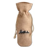 Philadelphia Shadow Holidays Jute Burlap Wine Drawstring Bag Wine Sack