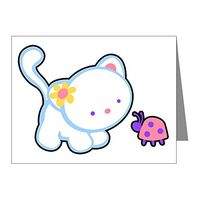 Note Card Kitty Saying Hello to Ladybug