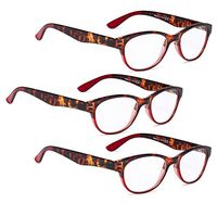 READING GLASSES 3 pack with Great Value Cat-Eye Readers for Women (Tortoise Red, 0.75)