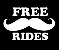 Makarios LLC Moustache Rides Free Adult Cars Trucks Vans Walls Laptop MKR| White |5.5 x 3.5|MKR376