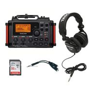 Tascam DR-60D MKII Portable Recorder for DSLR - Bundle with 32GB SDHC Card, TH-02 Multi-Use Studio Grade Headphones, Black, 6" Stereo 1/4" Male to Two Stereo 1/4" Female Y-Cable