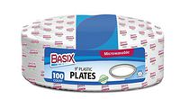 [200 Count] Basix Disposable 9 inch White Plastic Dinner Plates, Microwavable, Great For Events, Home, Office, Wedding, Parties, or Everyday Use, 2 Packs