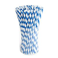 Blue Paper Drink Straws Biodegradable - Gender Reveal Party Supplies 100 Pack Eco-frendly Straw Bulk for Party Supplies | Birthday | Wedding | Bridal | Baby Shower | DIY Idea