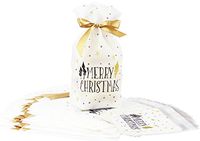 ZEALAX Christmas Candy Bags Party Favor - 12pcs 6 x 9 Inches Drawstring Plastic Gift Bags with 50pcs 4 x 4.3 Inches Self Adhesive Cookie Bags Treat Bags Bakery Biscuit Candy Buffet Package