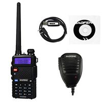 BaoFeng UV-5RTP Tri-Power 8/4/1W Two-Way Radio Transceiver (UV-5R Upgraded Version with Tri-Power), Dual Band 136-174/400-520MHz True 8W High Power Two-Way Radio + 1 Remote Speaker + 1 Programming Cable