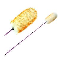 Extendable Duster with Telescoping Pole, Anti Static Wool, Durable Aluminum Alloy, Cobweb Duster, Washable Duster for Cleaning Ceilings, Fans, Lights, Book Shelves, Lightweight Feather Duster(Purple)