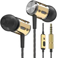 Betron AX1 Noise Isolating Earphones Headphones with Microphone Bass Driven in Ear Earbuds (Black Gold)