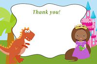 30 Blank Thank You Cards Dinosaur Princess Kids Girl Boy Birthday Party + 30 White Envelopes