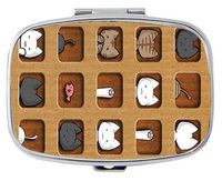 BeeGogo - Cute Cats and Fish Custom Decorative Metal Pill Box for Purse Round Compartment Storage Container Medicine Vitamin Organizer Pill case