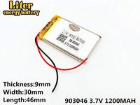 3.7V 1200mAh 903046 Lithium Polymer Ion Rechargeable Battery Lithium Polymer Li-Po Battery for MP4 GPS MP3 Bluetooth Stereo DIY Gift