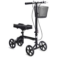 Goplus Steerable Knee Walker Folding Knee Scooter for Broken Leg, Foot Injuries, Height Adjustable, with Orthopedic Seat Pad, Deluxe Brake System and Basket, Crutch Alternative Knee Wheeler (Standard)