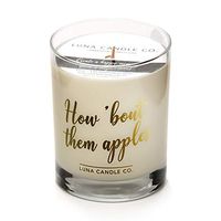 LUNA CANDLE CO. Apple Cinnamon Soy Jar Candle, 11oz. Clear Glass, Up to 110 Hours of Burn Time, Single Wick, Fall Scent, Aromatic Baked Green Apple, Handcrafted in The USA- How 'Bout Them Apples