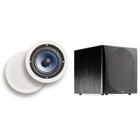 Polk Audio RC60i 2-way Premium In-Ceiling 6.5" Round Speakers (White, Paintable Grille) & Audio PSW505 12" Powered Subwoofer - Featuring Bass with Extreme Power & Wide Soundstage | Up to 460 Watts