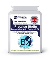 Biotin Formulated with Coconut Oil 10,000mcg 180 Tablets High Strength Biotin Tablets – UK Manufactured to GMP Guaranteed Quality - Suitable for Vegetarians & Vegans by Prowise Healthcare