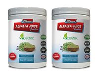 Immune System Supplement - Alfalfa Juice Powder - Organic Dietary Supplement - Organic Alfalfa Leaf Powder - 2 Cans 16 OZ (100 Servings)