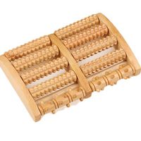 Linshing Solid Wood Dual Roller Foot Massager Five Rows of Log Widen Thicken Relieve Foot Pain and Plantar Fasciitis (A)