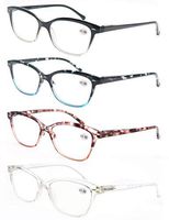 Women Reading Glasses 3.0 4 Pair Stylish Ladies Readers with Comfort Spring Hinge Pattern Design Pouch Included