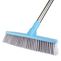 Floor Scrub Brush Push Broom with Adjustable Long Handle - 51 inches, Stiff Bristles, Indoor Outdoor Broom for Cleaning Bathroom Kitchen Patio Tile Wall Grout Wood Floor Carpet