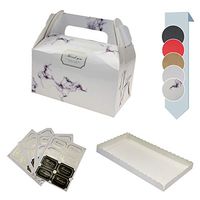 Billion times Treat Boxes, Decorative Kraft Gift Box, Set of 30 Bakery Cake Cupcake Cookies Chocolate Box, 30 Trays and 32 Stickers Included (Marble)