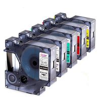 5-Pack Replace DYMO D1 Label Tape 45010 45013 45017 45018 45019 D1 Refills (Black on Clear/White/Green/Red/Yellow) Compatible DYMO Label Maker 160 210D 260P 280 360D 420P, 1/2" W x 23' L, 12mm x 7m