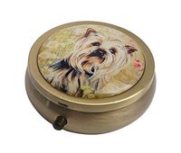 XingBoo Dog Custom Round Bronze Western Medicine Tablet Pocket Travel Pill Case Vitamin Glass Decorative Box