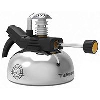 Cigar Table Top Lighter Bunsen Torch with Large Capacity Butane Fuel Tank (Silver)